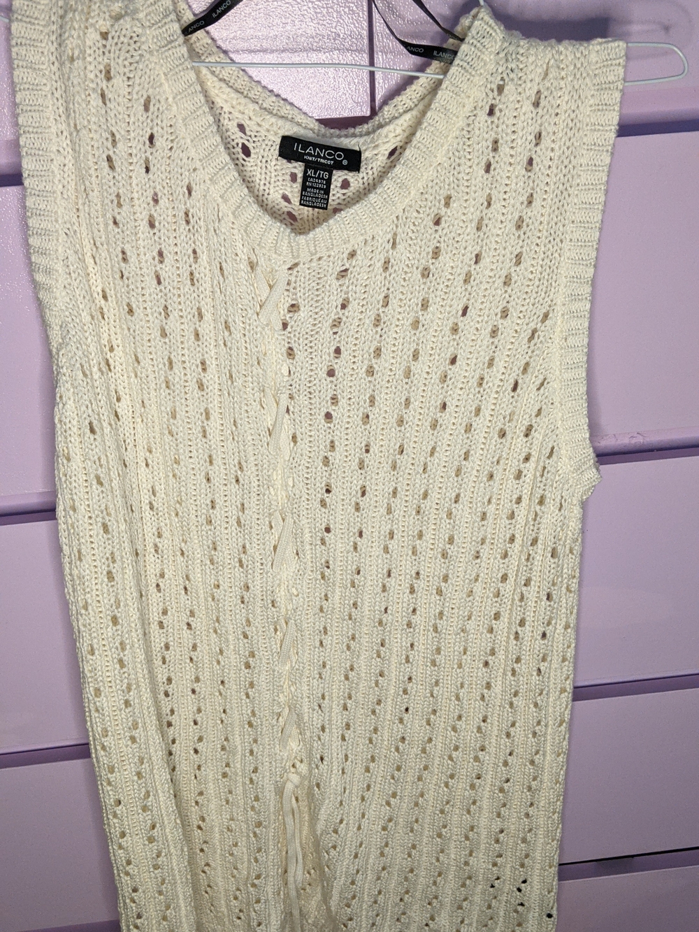 Women's Cream Cable Knit Sleeveless Sweater Vest Vintage